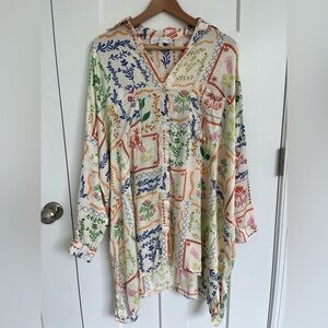 Anthropologie Corey Lynn Calter Long-Sleeve Printed Mini Shirt Dress XXS Boho